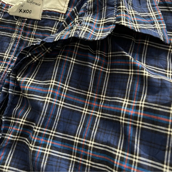 🆕 Frank & Eileen plaid purple blue linen Barry shirt medium - Picture 5 of 14
